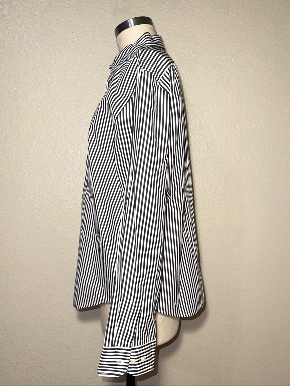 Lauren Ralph Lauren XL Black White Striped Button Up Shirt 100% Cotton - Picture 4 of 7